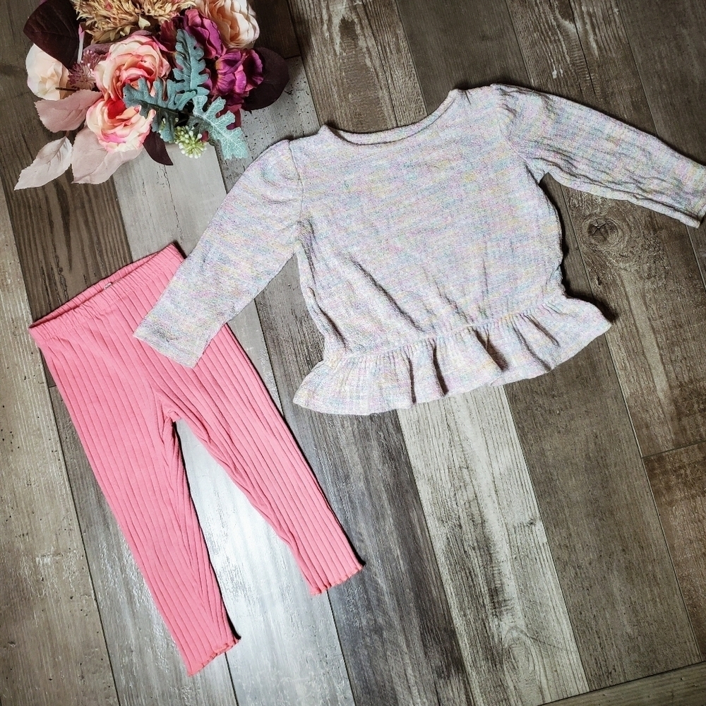 Pink Toddler Girl Casual 2 Pc Outfit Size 2T EUC